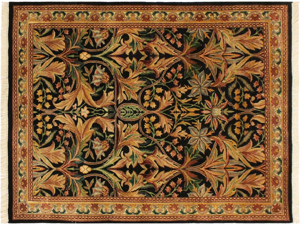 handmade Traditional Internation Black Beige Hand Knotted RECTANGLE 100% WOOL area rug 4x5