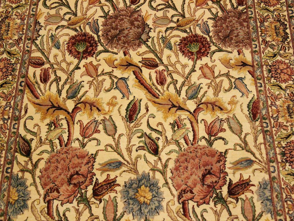 handmade Transitional Nayagra Beige Pink Hand Knotted RECTANGLE 100% WOOL area rug 4x6