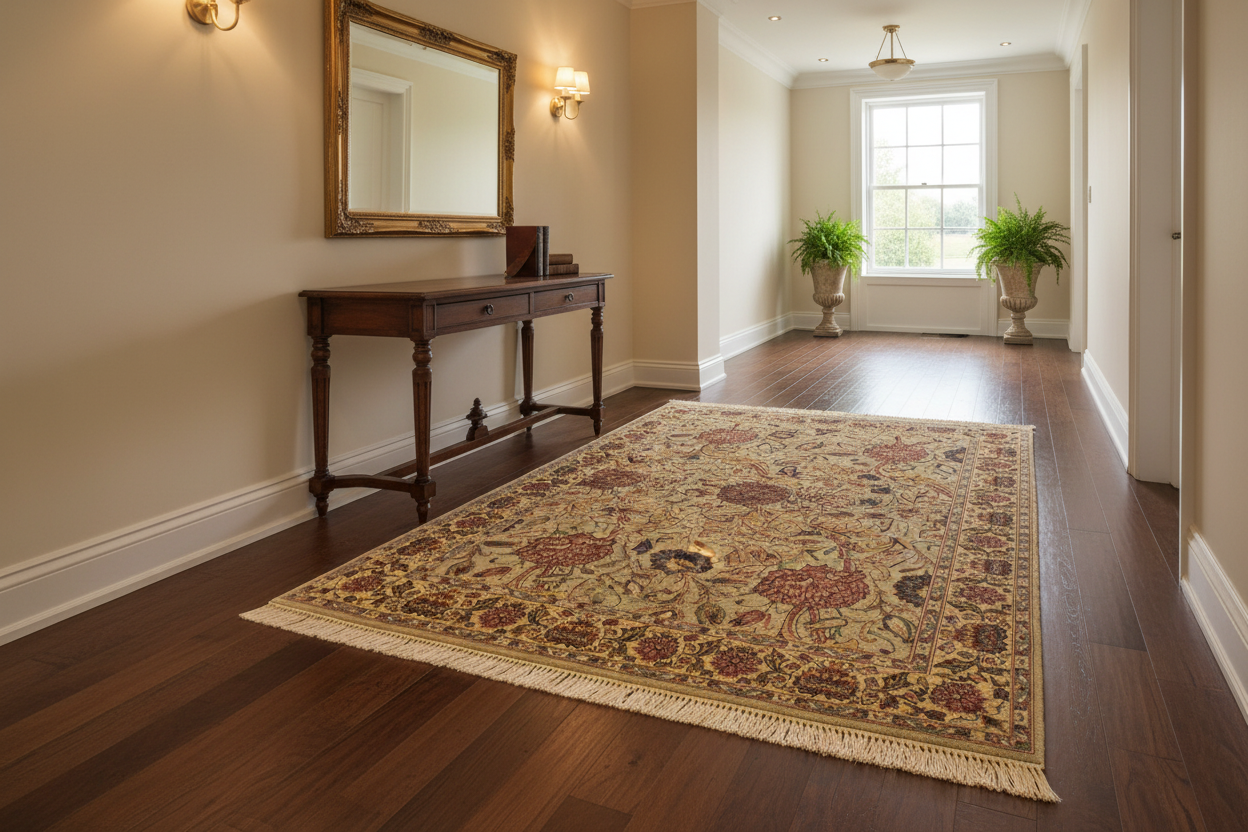 handmade Transitional Kamal Taupe Gold Hand Knotted RECTANGLE 100% WOOL area rug 4x6