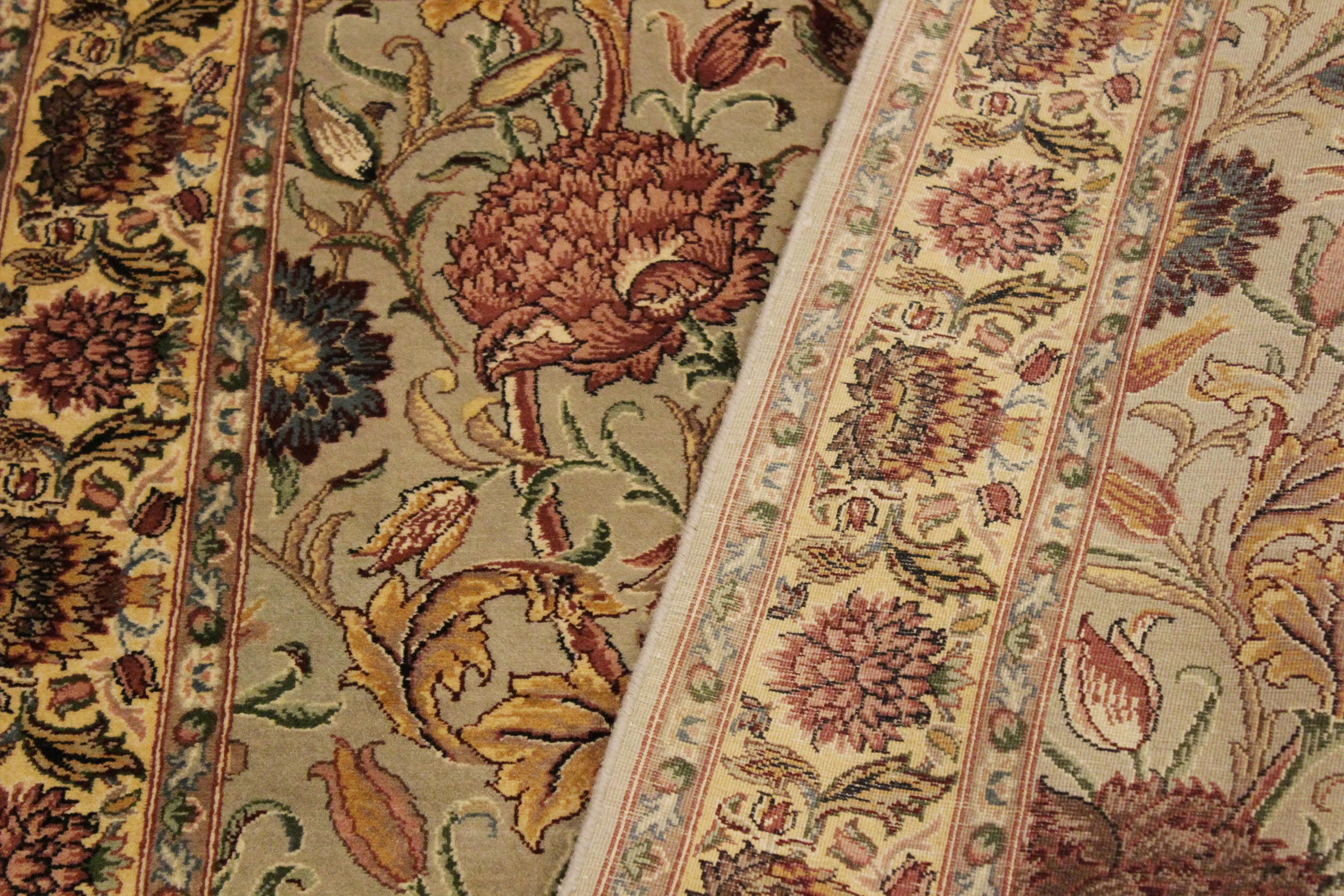 handmade Transitional Kamal Taupe Gold Hand Knotted RECTANGLE 100% WOOL area rug 4x6