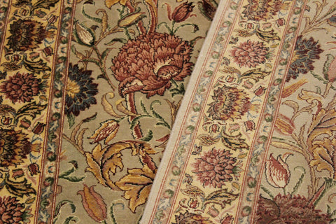 handmade Transitional Kamal Taupe Gold Hand Knotted RECTANGLE 100% WOOL area rug 4x6