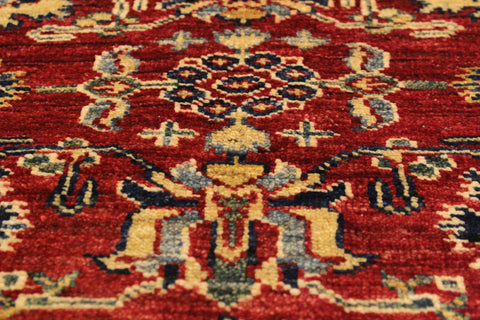 handmade Geometric Super Kazak Red Beige Hand Knotted RECTANGLE 100% WOOL area rug 4' x 6'