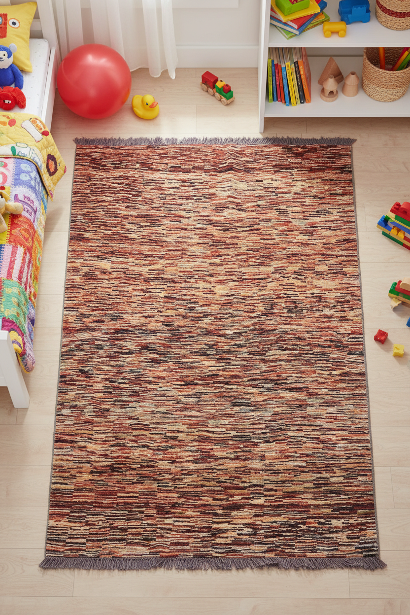 Bohemian Gabbeh Gussie Beige/Blue Wool Rug - 4'3''X5'3''