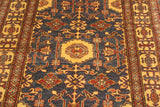 handmade Geometric Super Kazak Blue Gold Hand Knotted RECTANGLE 100% WOOL area rug 4 x 6