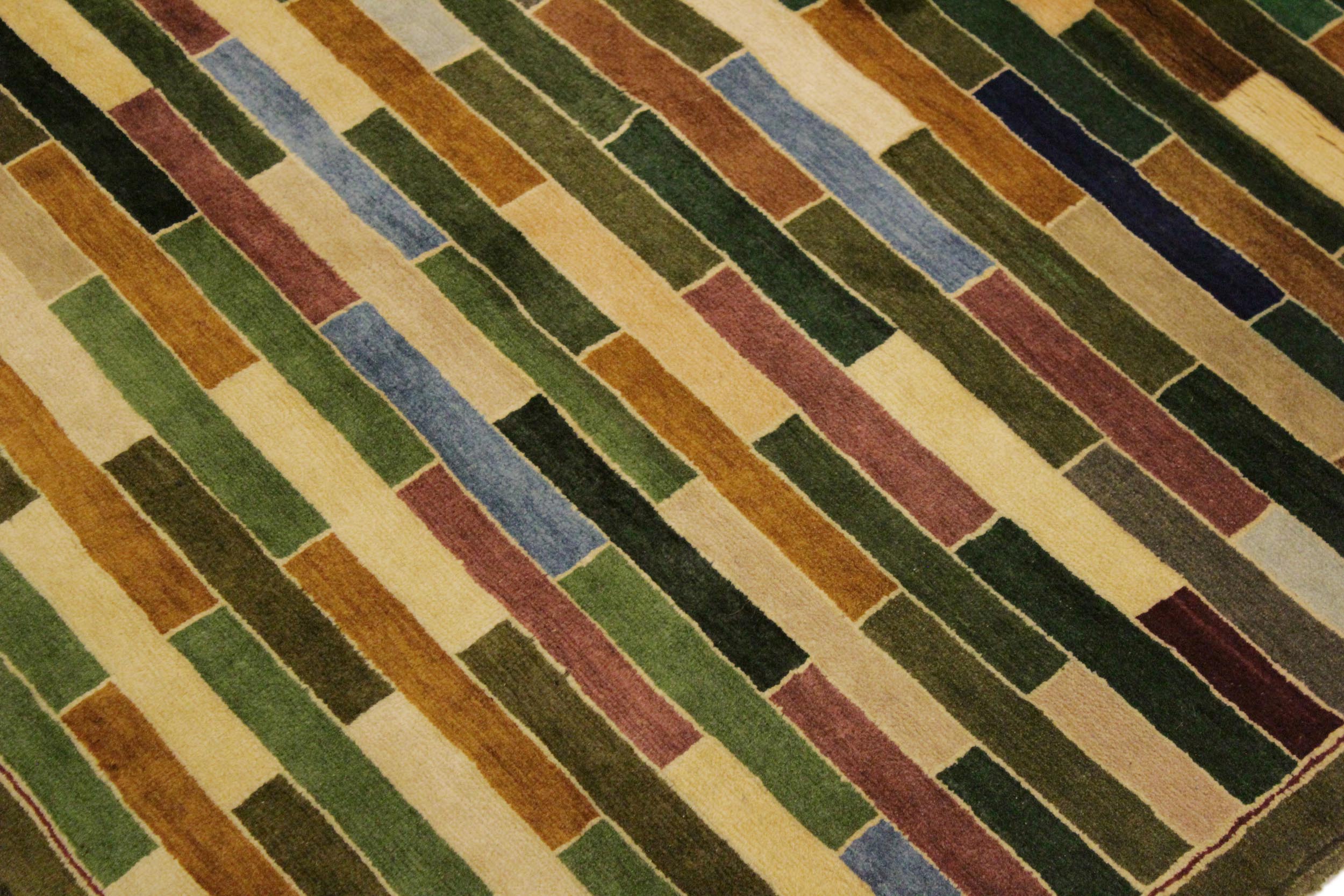 handmade Modern Gabbeh Green Blue Hand Knotted RECTANGLE 100% WOOL area rug 4' x 6'