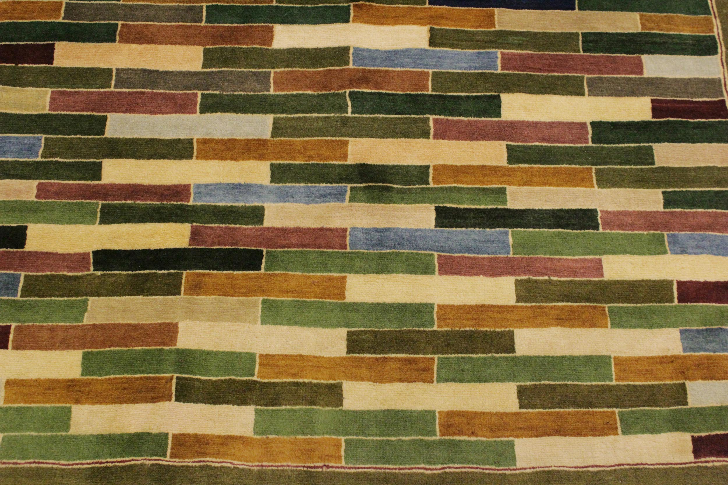 handmade Modern Gabbeh Green Blue Hand Knotted RECTANGLE 100% WOOL area rug 4' x 6'