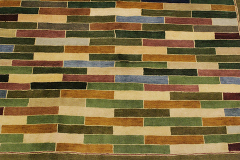 handmade Modern Gabbeh Green Blue Hand Knotted RECTANGLE 100% WOOL area rug 4' x 6'