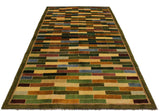 handmade Modern Gabbeh Green Blue Hand Knotted RECTANGLE 100% WOOL area rug 4  x 6 