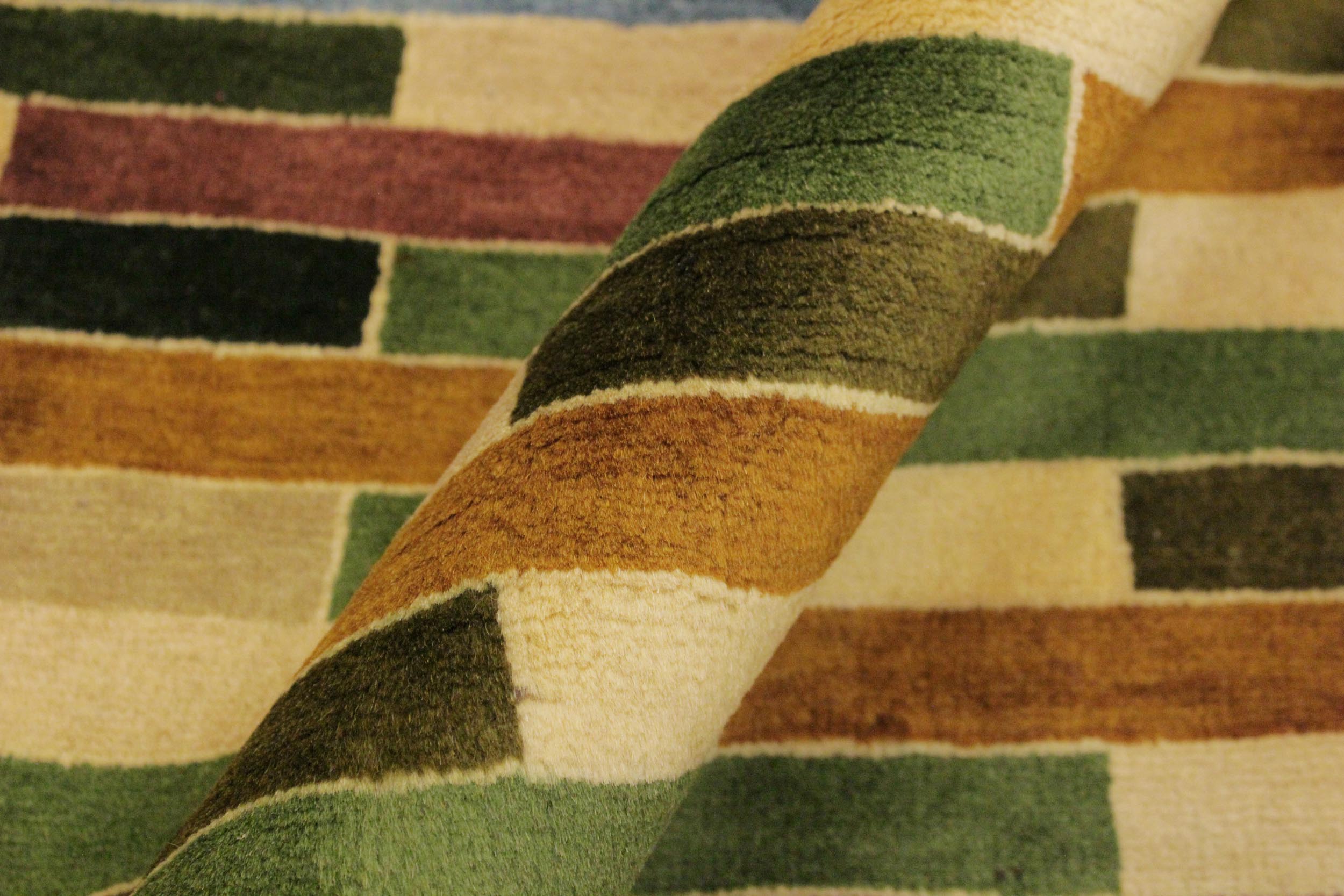 handmade Modern Gabbeh Green Blue Hand Knotted RECTANGLE 100% WOOL area rug 4' x 6'