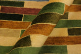 handmade Modern Gabbeh Green Blue Hand Knotted RECTANGLE 100% WOOL area rug 4  x 6 