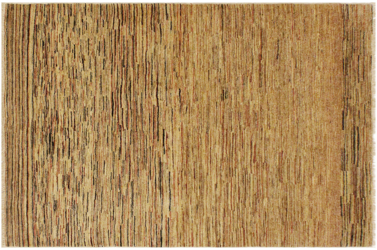 handmade Modern Gabbeh Beige Rust Hand Knotted RECTANGLE 100% WOOL area rug 4' x 6'
