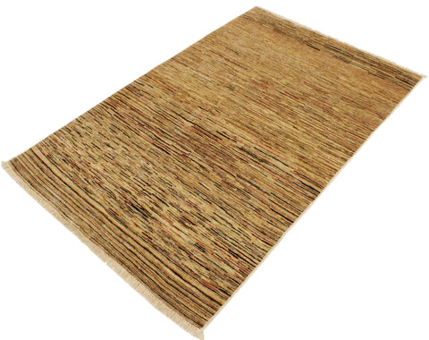 handmade Modern Gabbeh Beige Rust Hand Knotted RECTANGLE 100% WOOL area rug 4' x 6'