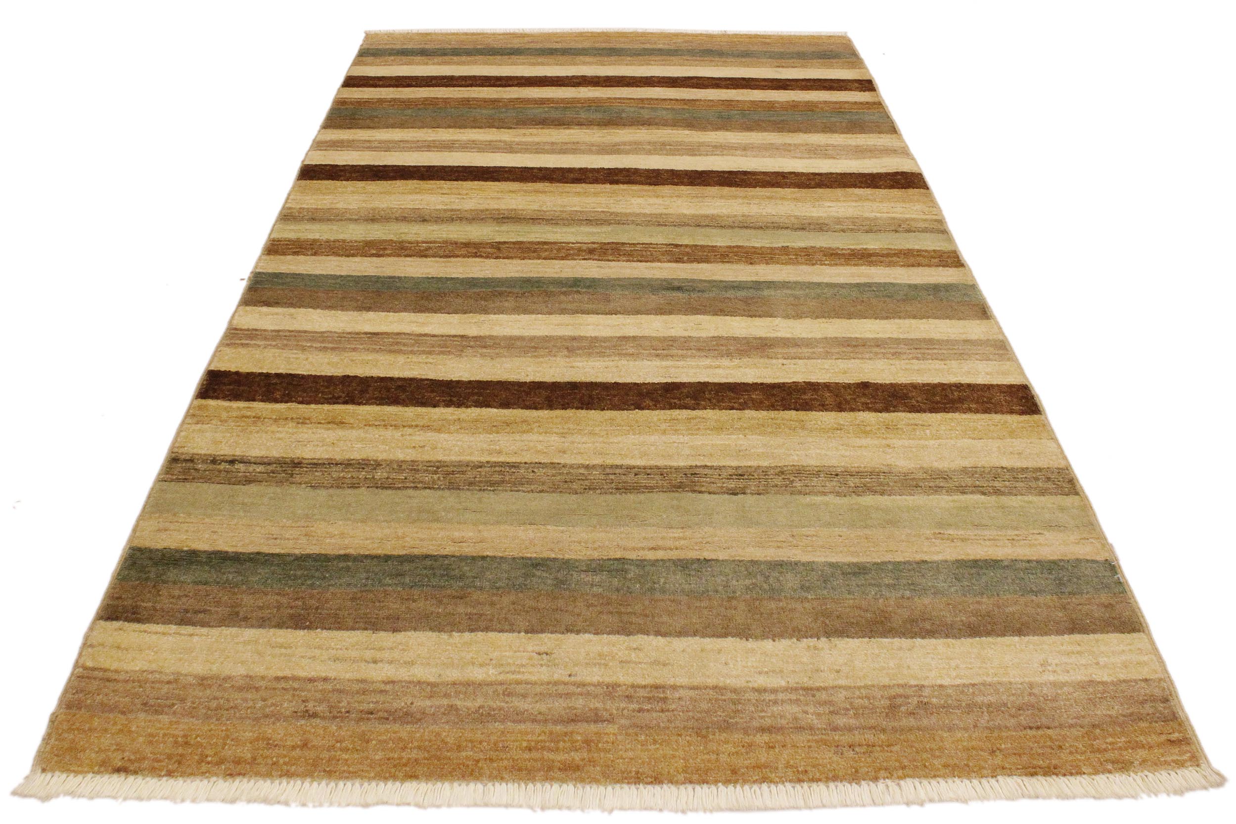 handmade Modern Gabbeh Beige Green Hand Knotted RECTANGLE 100% WOOL area rug 4' x 6'