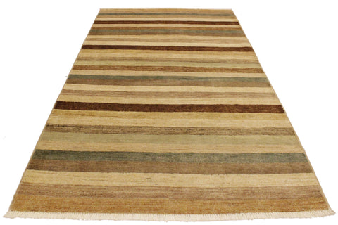 handmade Modern Gabbeh Beige Green Hand Knotted RECTANGLE 100% WOOL area rug 4' x 6'