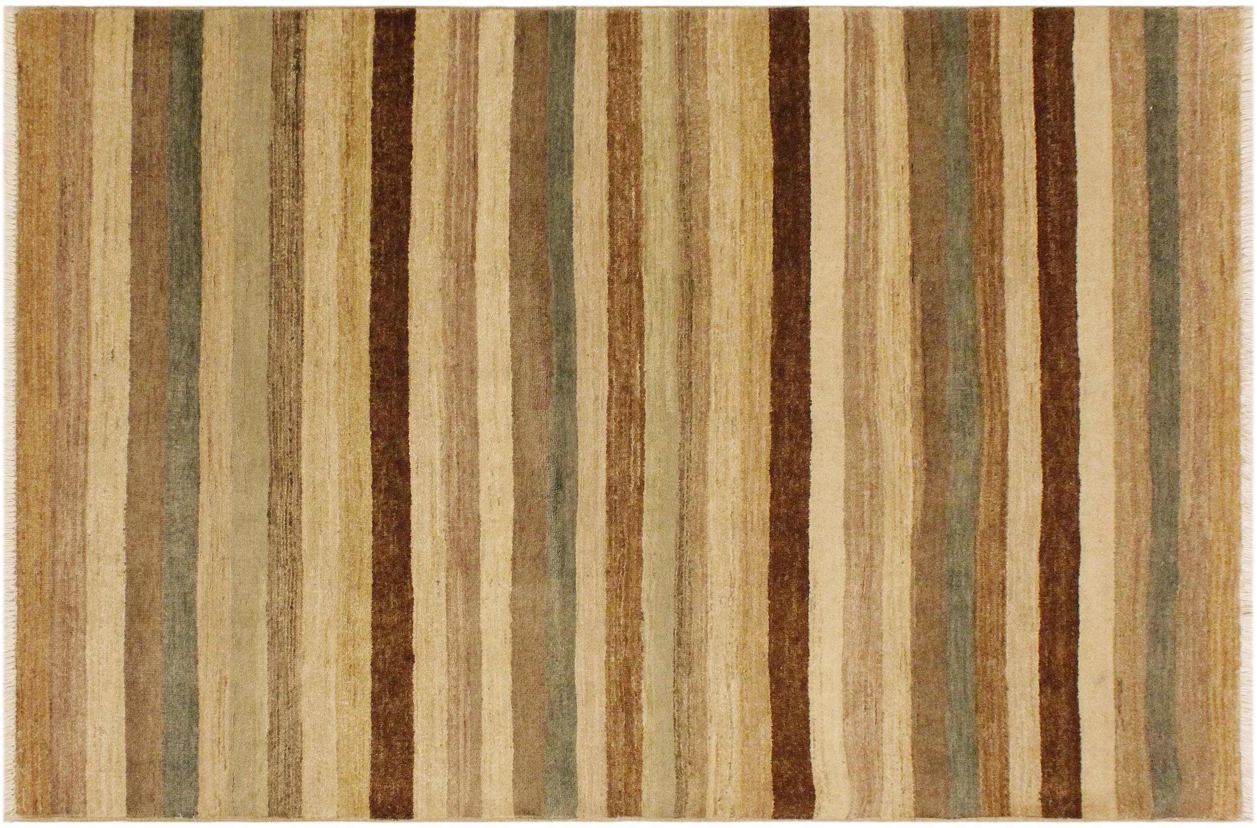 handmade Modern Gabbeh Beige Green Hand Knotted RECTANGLE 100% WOOL area rug 4' x 6'