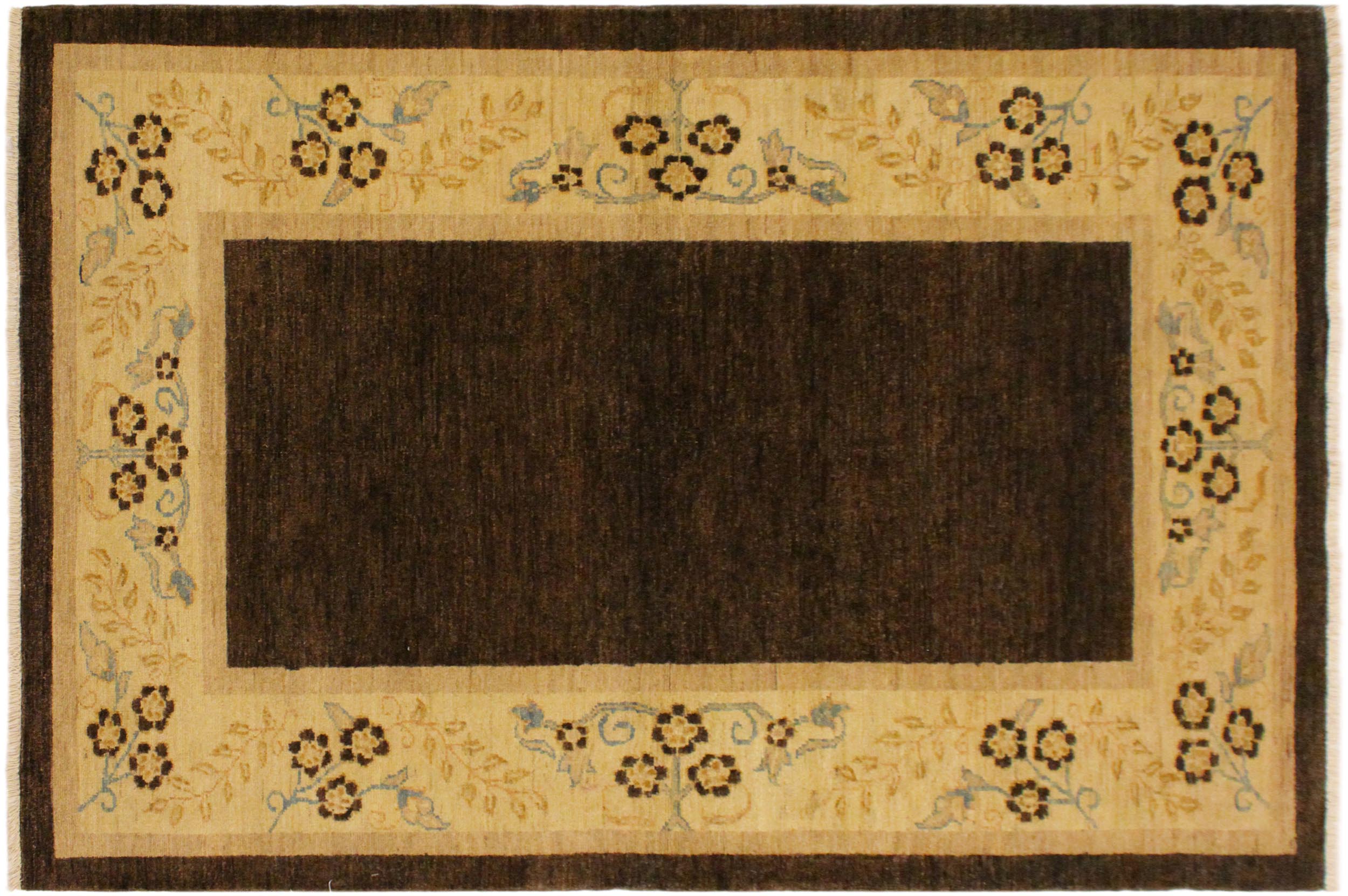 handmade Modern Gabbeh Brown Beige Hand Knotted RECTANGLE 100% WOOL area rug 4' x 6'