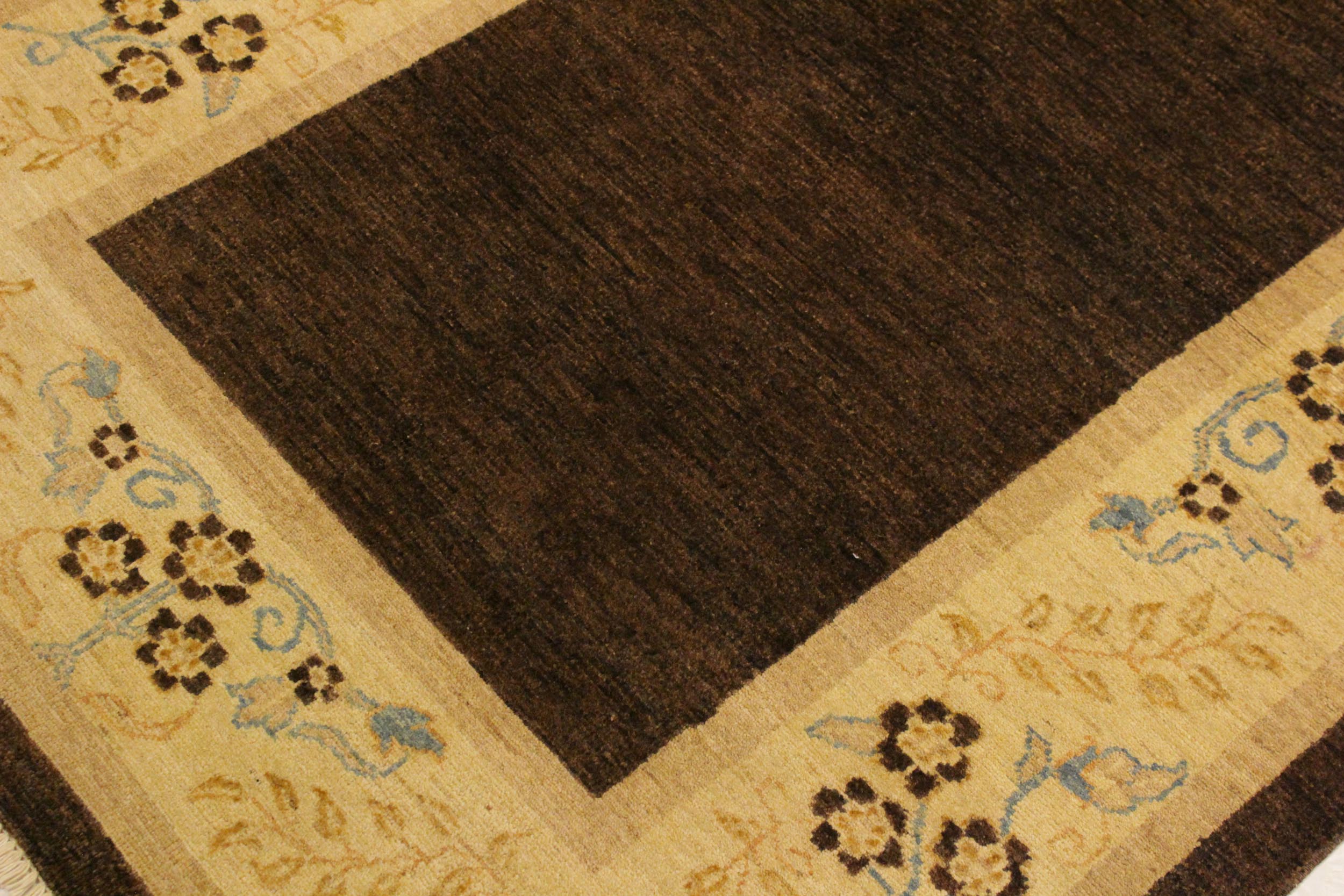 handmade Modern Gabbeh Brown Beige Hand Knotted RECTANGLE 100% WOOL area rug 4' x 6'