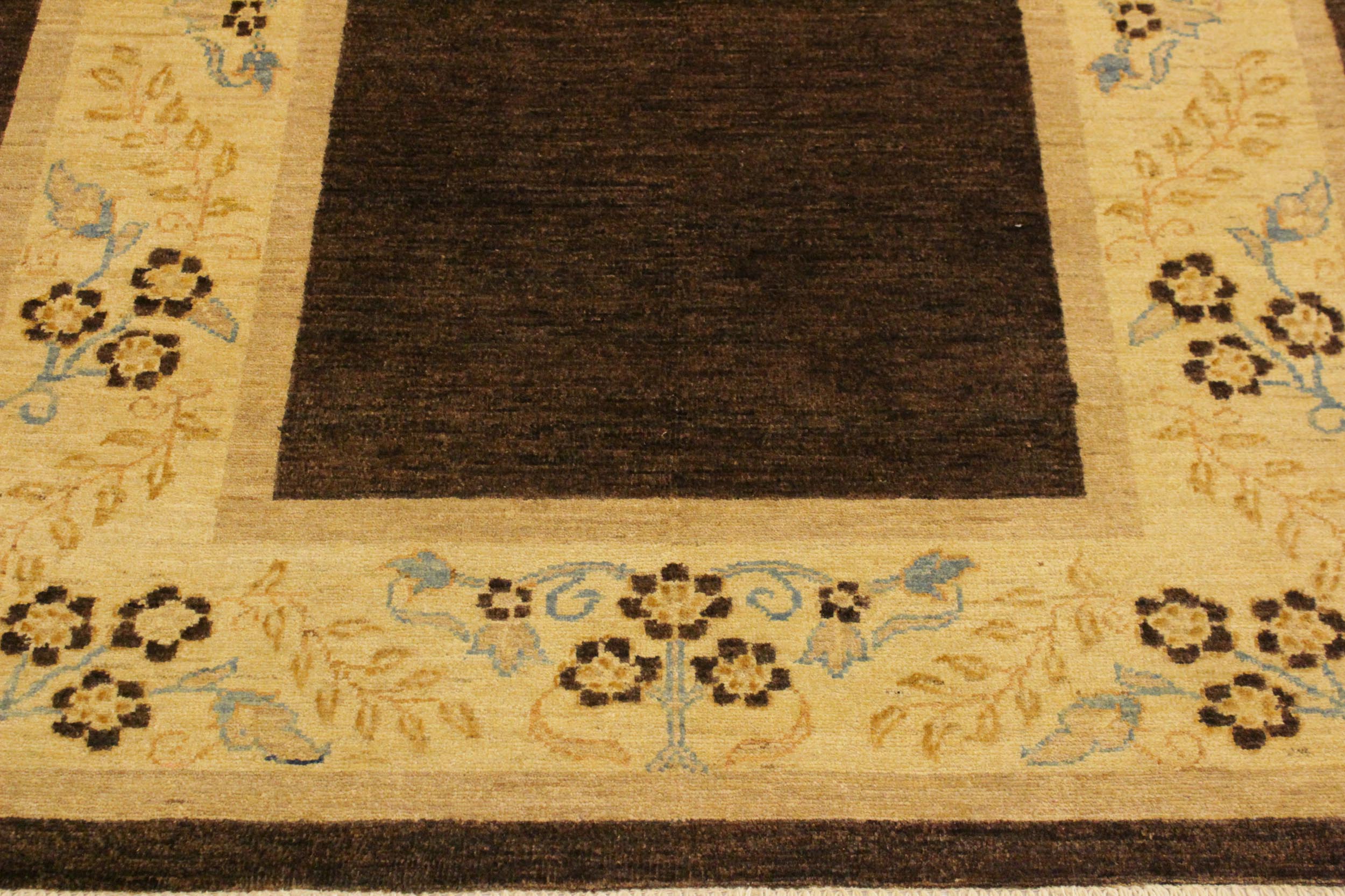 handmade Modern Gabbeh Brown Beige Hand Knotted RECTANGLE 100% WOOL area rug 4' x 6'