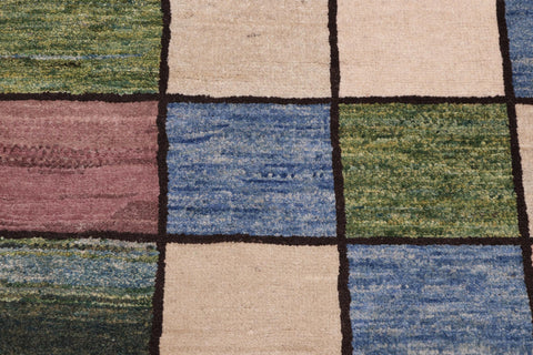 handmade Modern Gabbeh Beige Black Hand Knotted RECTANGLE 100% WOOL area rug 4' x 5'