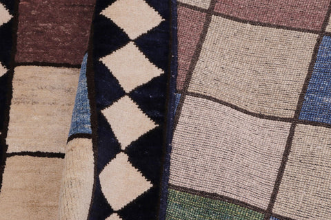 handmade Modern Gabbeh Beige Black Hand Knotted RECTANGLE 100% WOOL area rug 4' x 5'