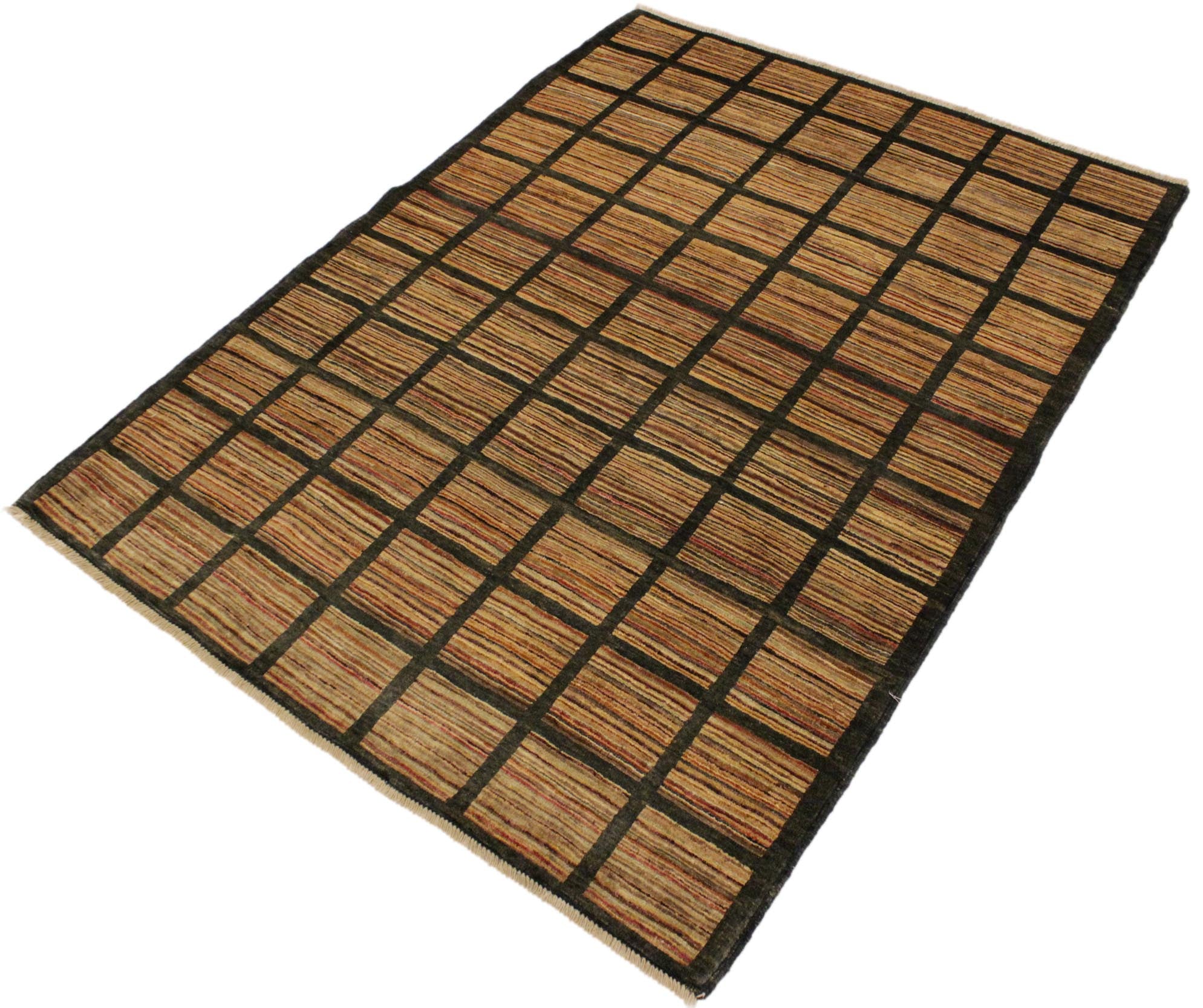 handmade Modern Gabbeh Charcoal Rust Hand Knotted RECTANGLE 100% WOOL area rug 4' x 6'