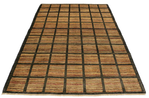 handmade Modern Gabbeh Charcoal Rust Hand Knotted RECTANGLE 100% WOOL area rug 4' x 6'