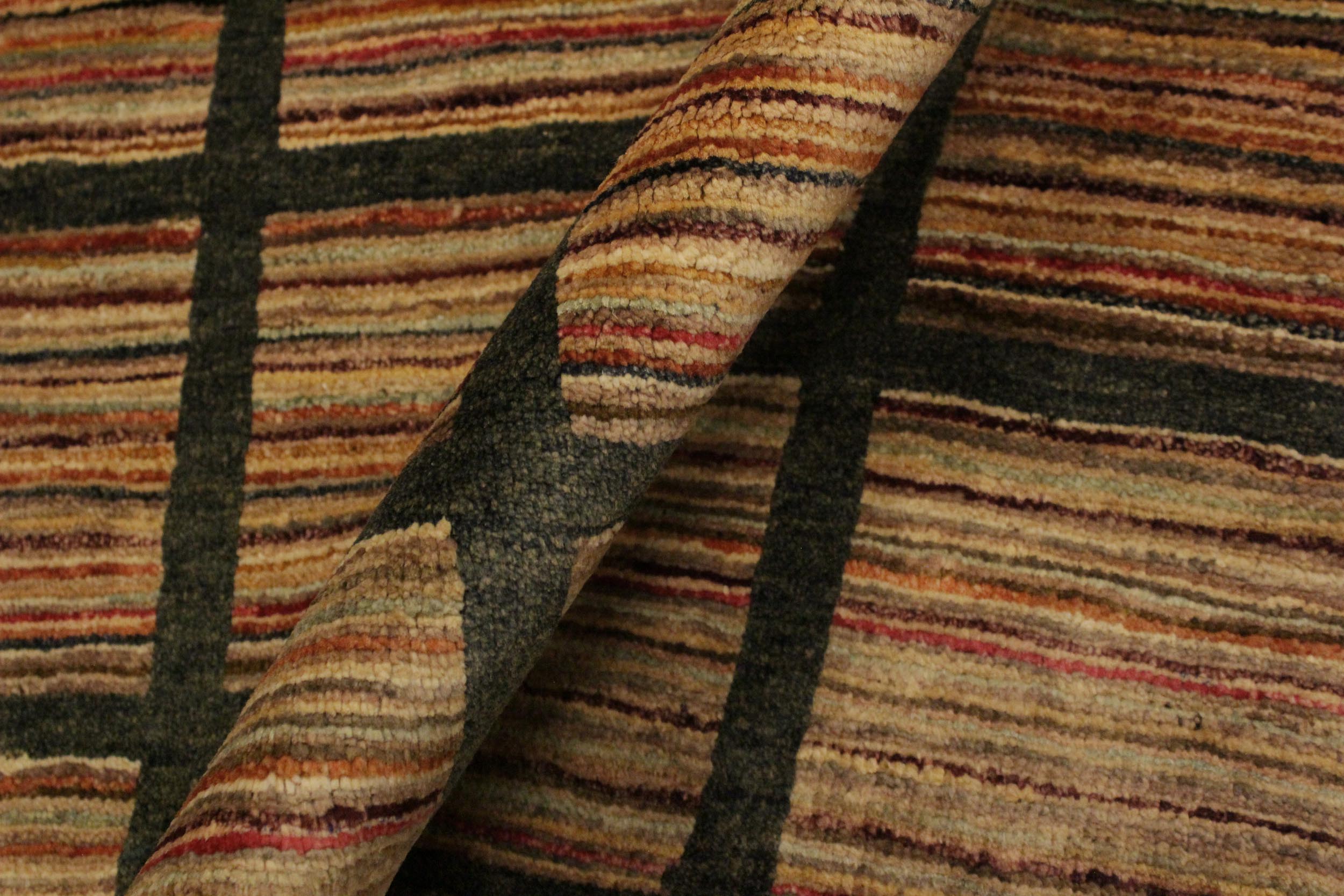 handmade Modern Gabbeh Charcoal Rust Hand Knotted RECTANGLE 100% WOOL area rug 4' x 6'