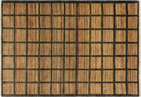 handmade Modern Gabbeh Charcoal Rust Hand Knotted RECTANGLE 100% WOOL area rug 4' x 6'