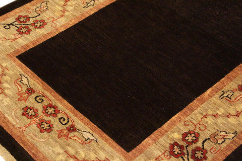 handmade Modern Gabbeh Brown Tan Hand Knotted RECTANGLE 100% WOOL area rug 4' x 6'