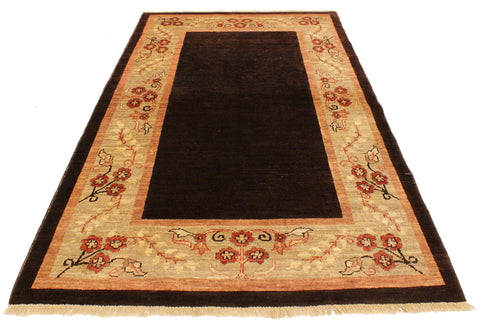 handmade Modern Gabbeh Brown Tan Hand Knotted RECTANGLE 100% WOOL area rug 4' x 6'