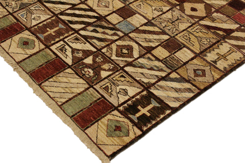 handmade Modern Gabbeh Brown Green Hand Knotted RECTANGLE 100% WOOL area rug 4' x 6'