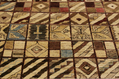 handmade Modern Gabbeh Brown Green Hand Knotted RECTANGLE 100% WOOL area rug 4' x 6'