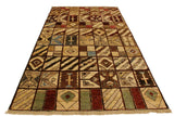 handmade Modern Gabbeh Brown Green Hand Knotted RECTANGLE 100% WOOL area rug 4  x 6 