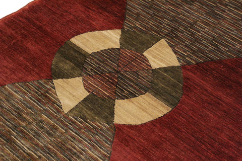 handmade Modern Gabbeh Red Brown Hand Knotted RECTANGLE 100% WOOL area rug 4' x 6'