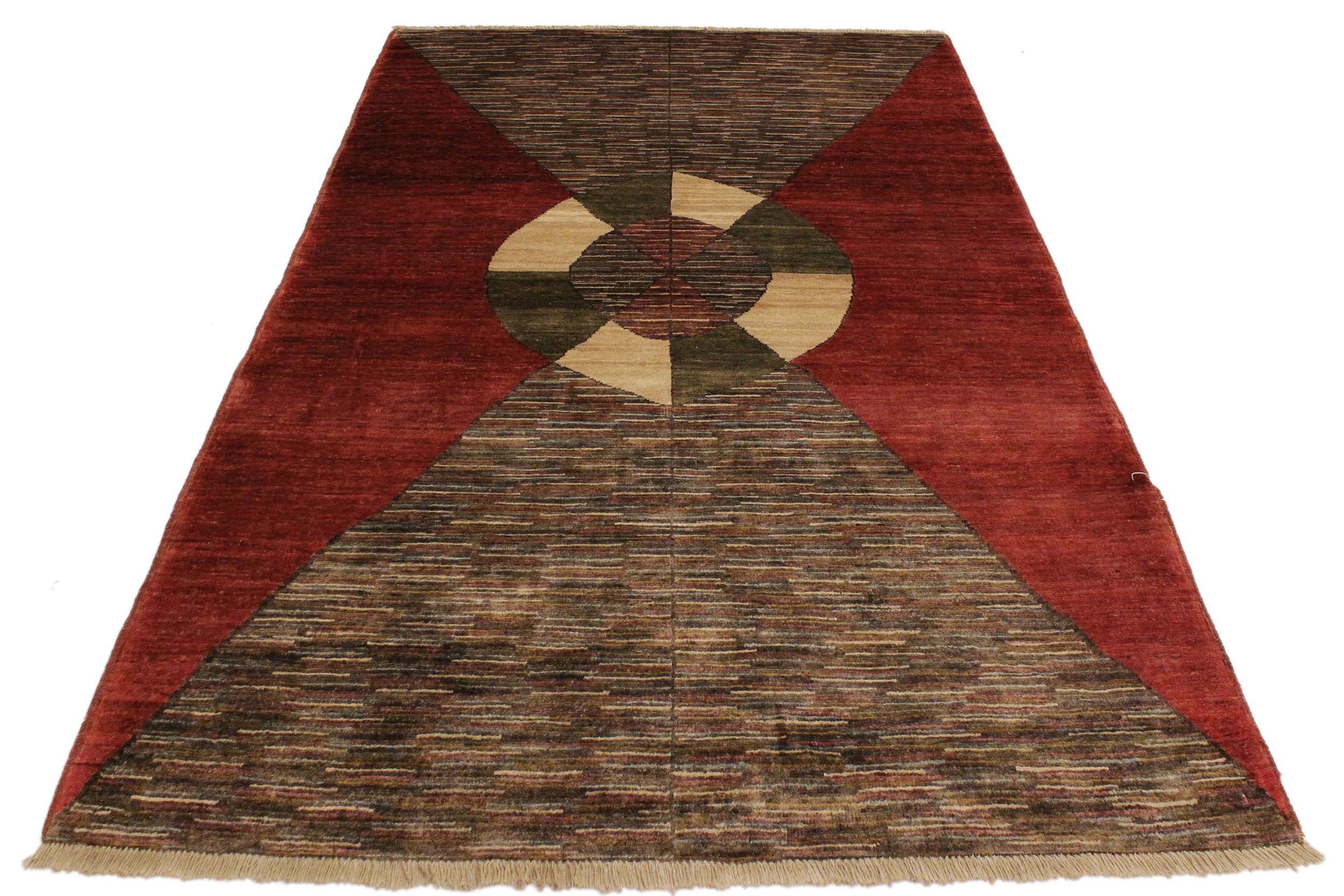 handmade Modern Gabbeh Red Brown Hand Knotted RECTANGLE 100% WOOL area rug 4' x 6'