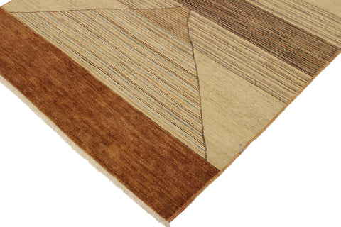 handmade Modern Gabbeh Tan Rust Hand Knotted RECTANGLE 100% WOOL area rug 4' x 6'