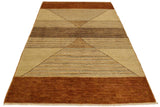 handmade Modern Gabbeh Tan Rust Hand Knotted RECTANGLE 100% WOOL area rug 4  x 6 