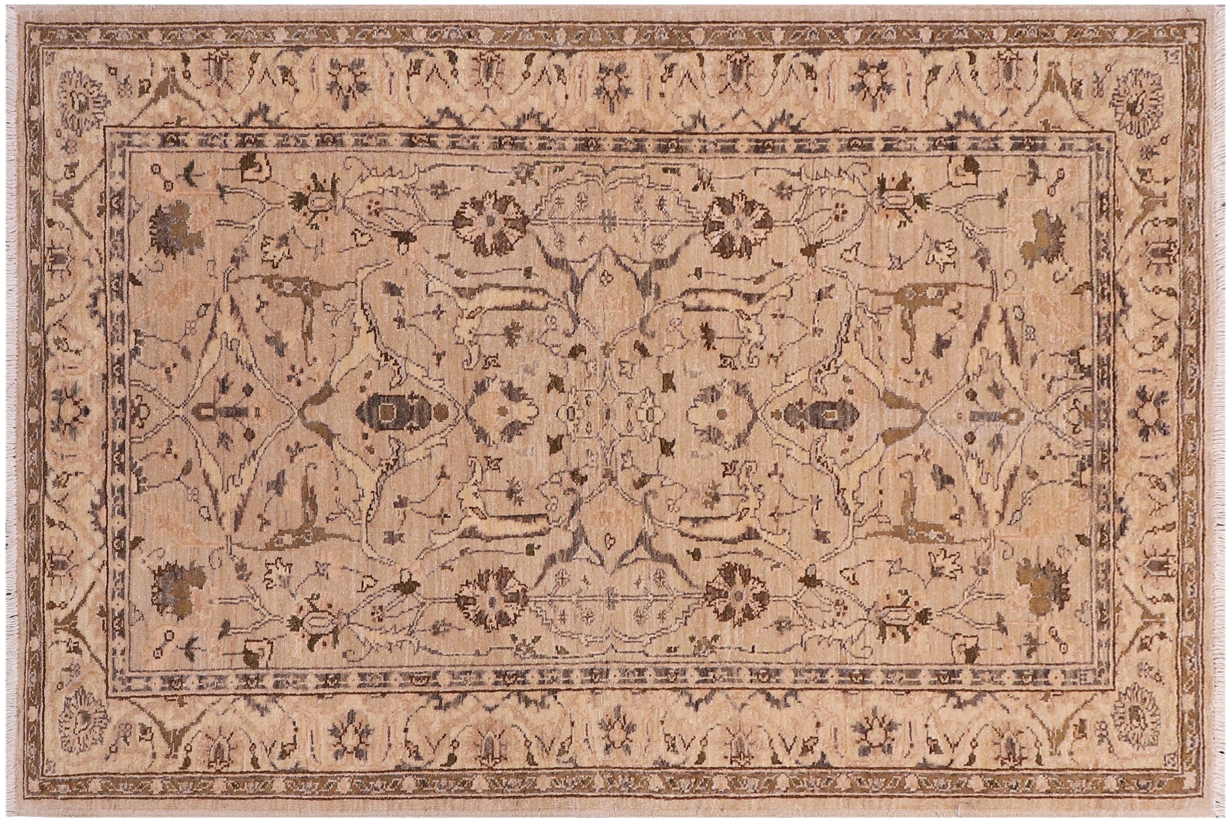 handmade Traditional Kafkaz Tan Lt. Tan Hand Knotted RECTANGLE 100% WOOL area rug 4x6
