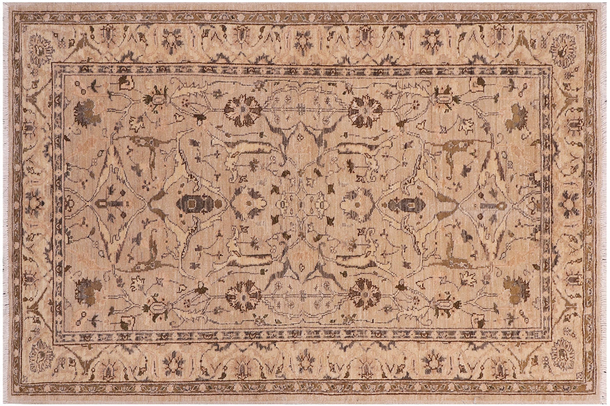 handmade Traditional Kafkaz Tan Lt. Tan Hand Knotted RECTANGLE 100% WOOL area rug 4x6