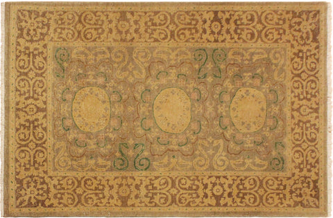 handmade Traditional Kafkaz Gray Tan Hand Knotted RECTANGLE 100% WOOL area rug 4' x 6'