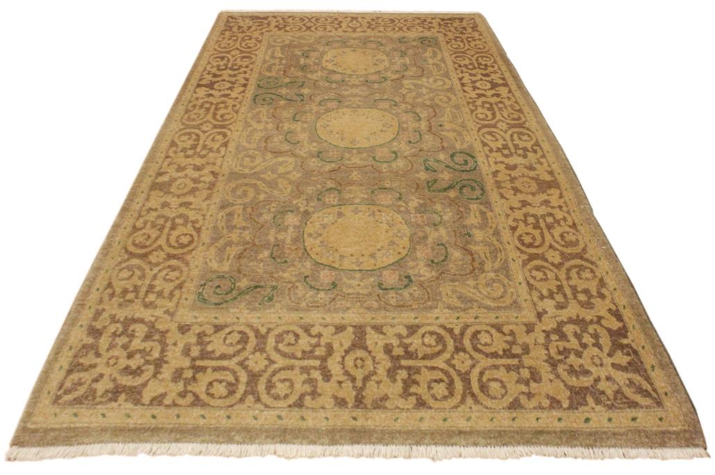 handmade Traditional Kafkaz Gray Tan Hand Knotted RECTANGLE 100% WOOL area rug 4'X6'