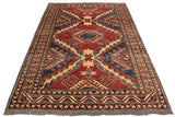 handmade Geometric Super Kazak Red Beige Hand Knotted RECTANGLE 100% WOOL area rug 4 x 6