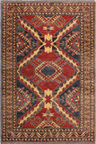 Tribal Super Kazak Floria Red/Beige Wool Rug - 3'8'' x 5'5''