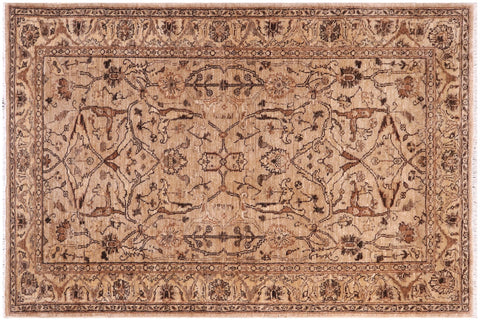 handmade Traditional Kafkaz Tan Gold Hand Knotted RECTANGLE 100% WOOL area rug 4x6