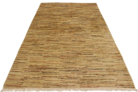 handmade Modern Gabbeh Beige Rust Hand Knotted RECTANGLE 100% WOOL area rug 4' x 6'