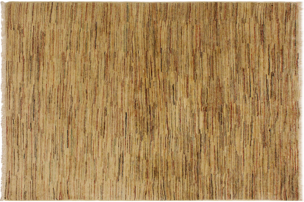 handmade Modern Gabbeh Beige Rust Hand Knotted RECTANGLE 100% WOOL area rug 4' x 6'