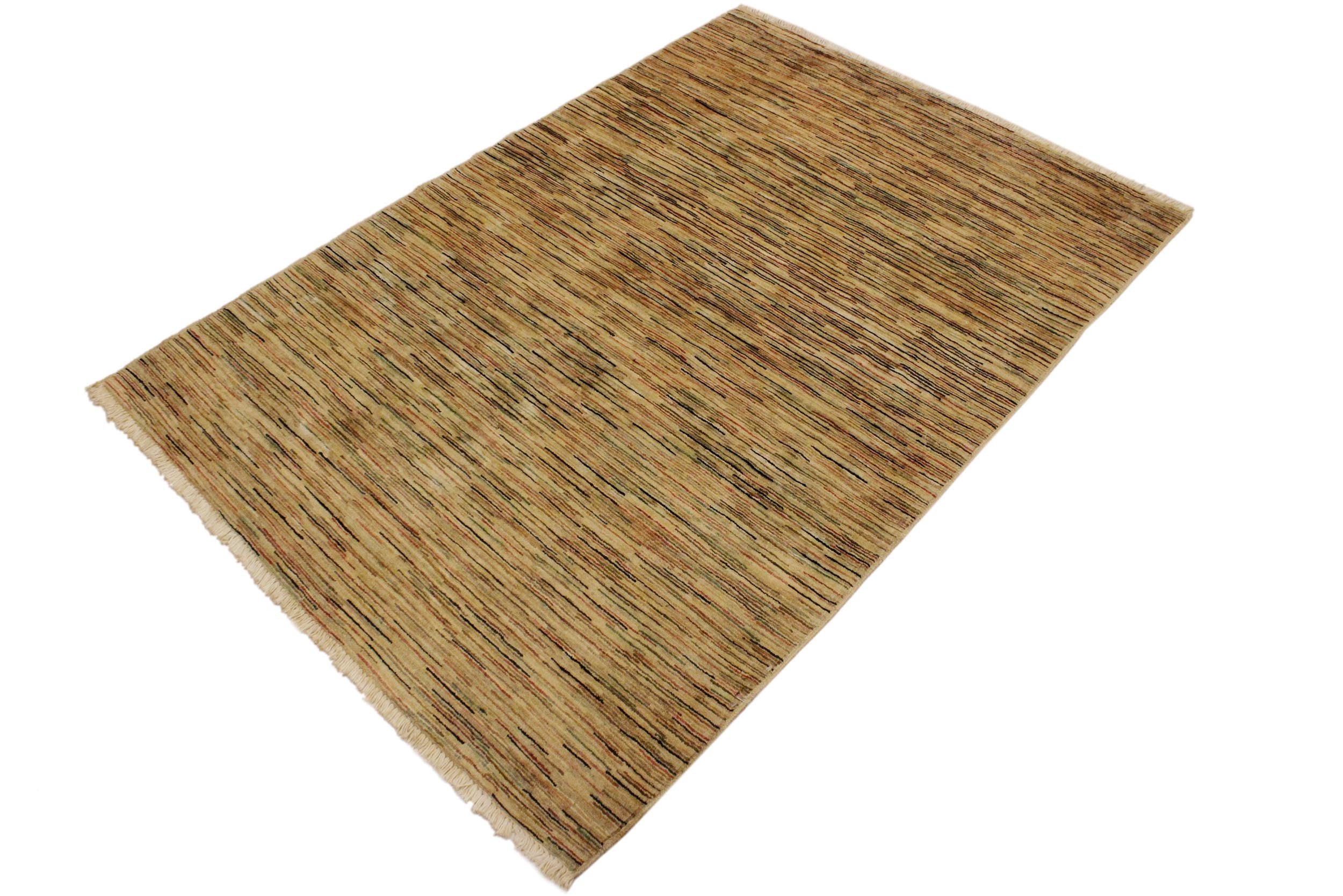 handmade Modern Gabbeh Tan Black Hand Knotted RECTANGLE 100% WOOL area rug 4' x 6'