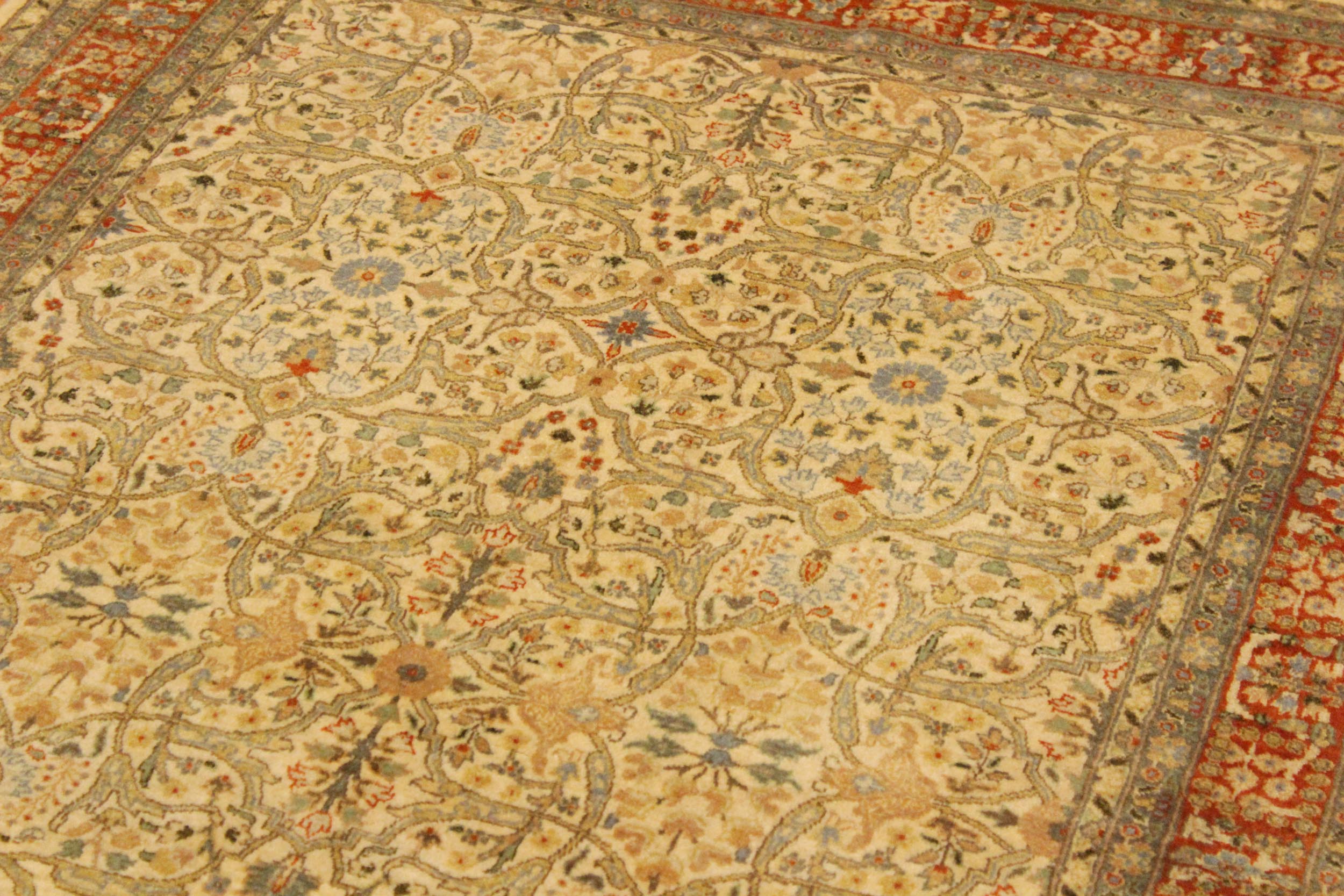 handmade Transitional Tabriz Beige Rust Hand Knotted RECTANGLE 100% WOOL area rug 4 x 6