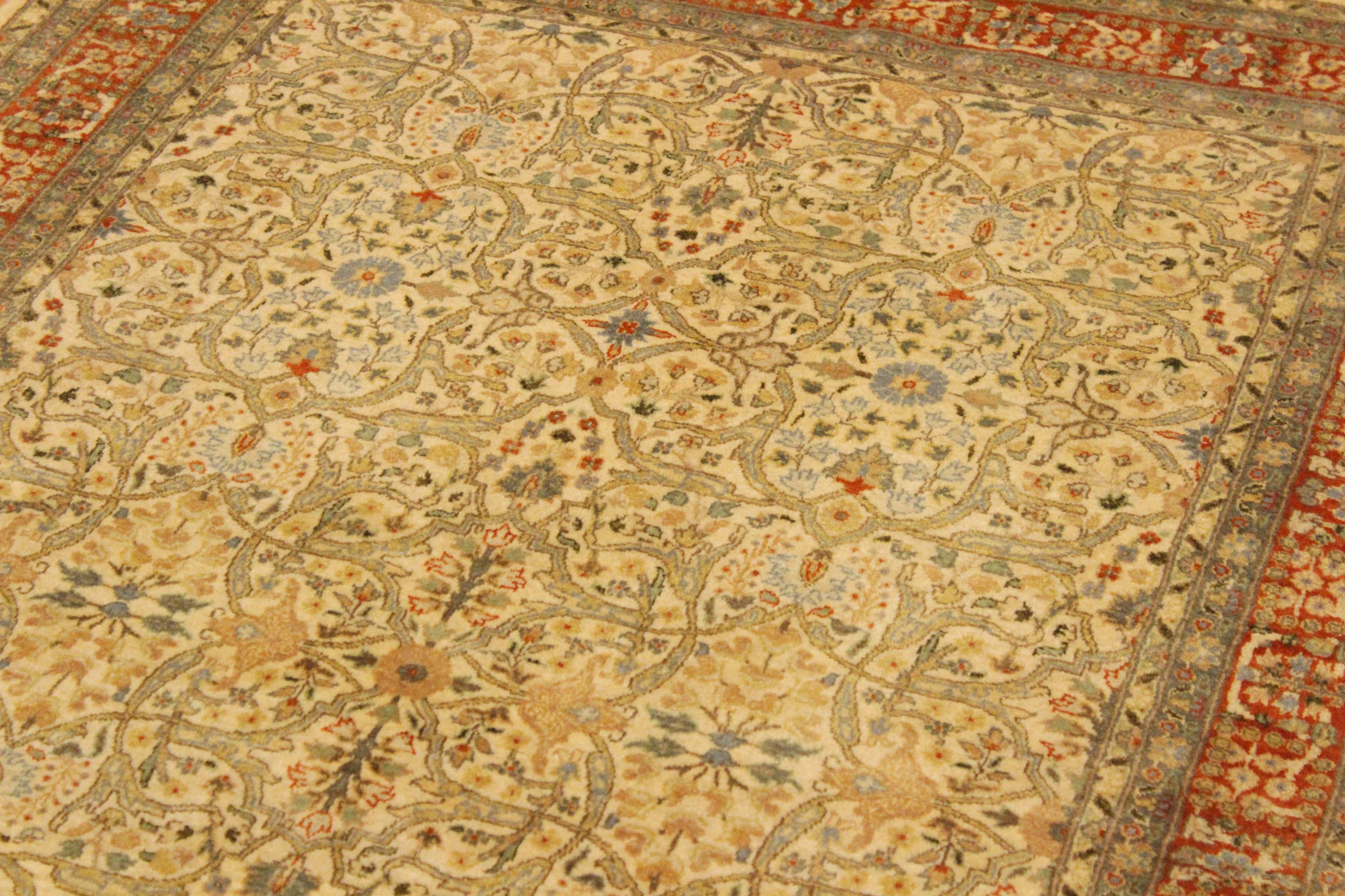 handmade Transitional Tabriz Beige Rust Hand Knotted RECTANGLE 100% WOOL area rug 4x6