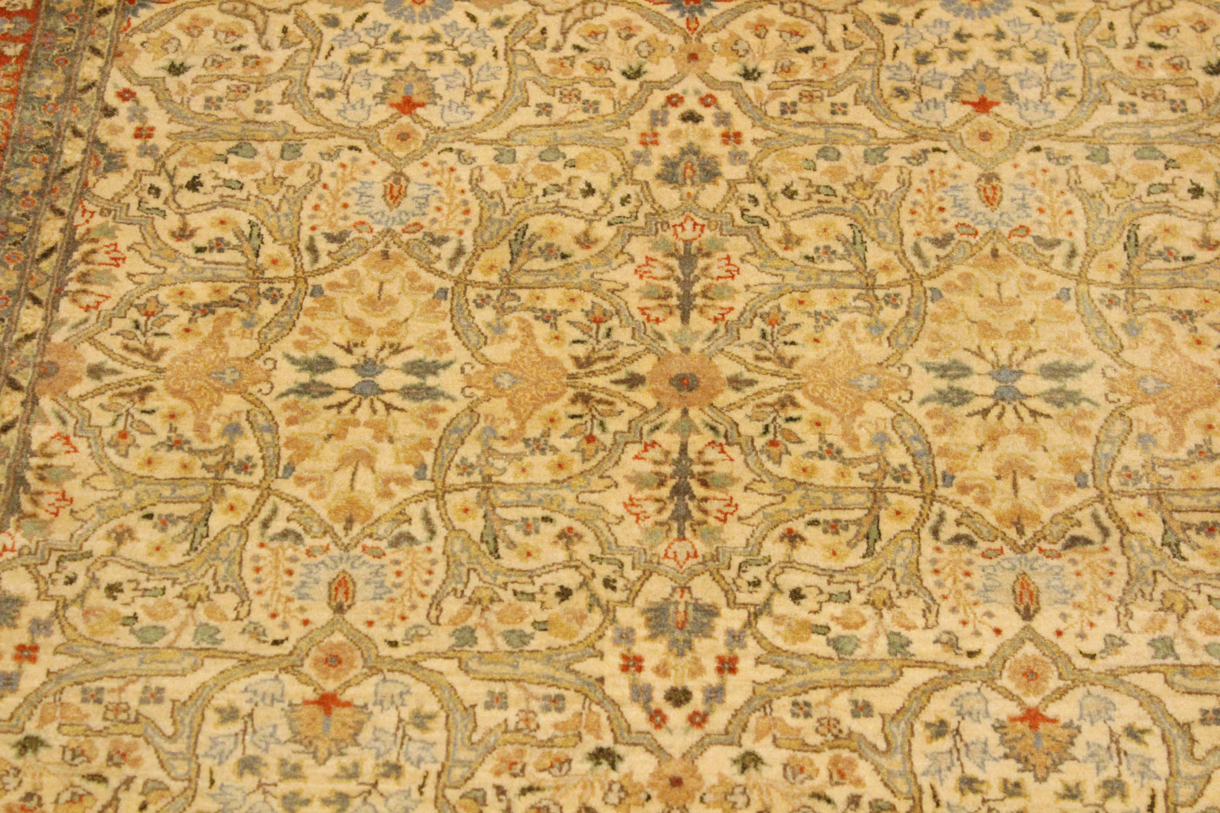 handmade Transitional Tabriz Beige Rust Hand Knotted RECTANGLE 100% WOOL area rug 4x6